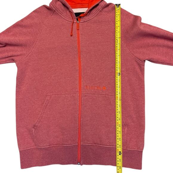 Nixon Red Unisex Zipper Front Cotton Blend Hoodie Size Medium - Picture 6 of 7